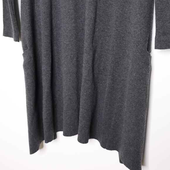 JULIETTE LONGUET Cotton Wool Sweater Coatigan Open Longline Gray Women's M - Picture 8 of 11